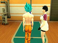 龙珠Hentai:Goku与妻子和儿子的妻子进行性行为,两人都接受肛门插入